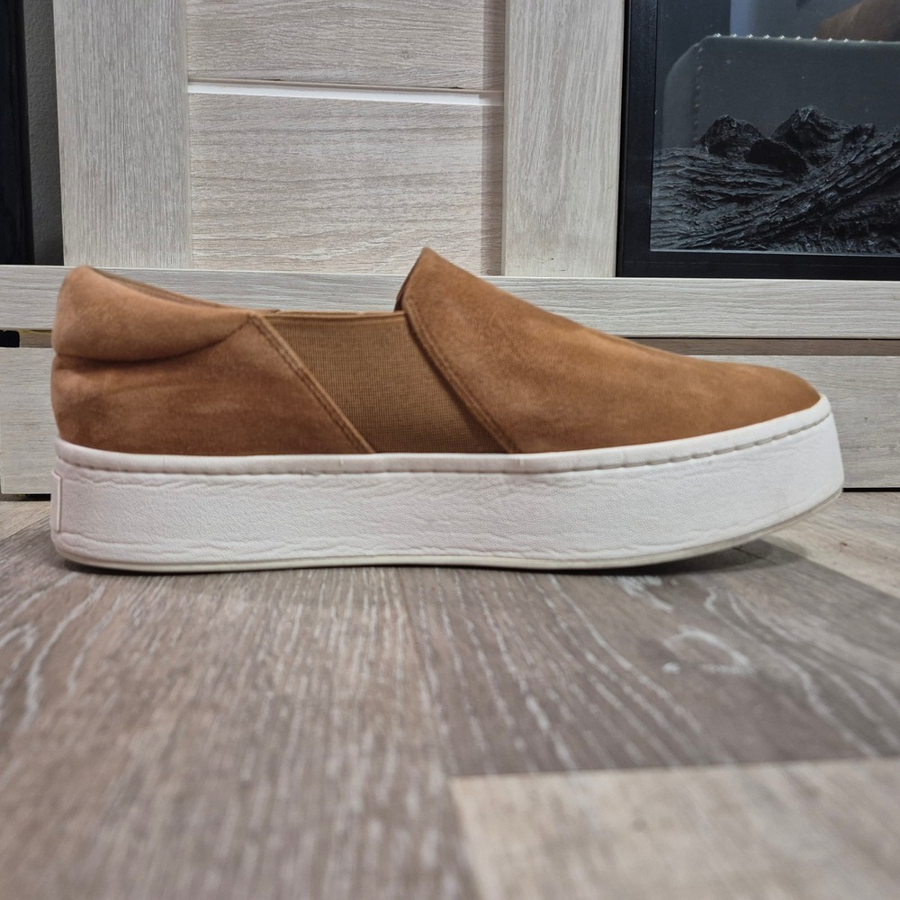 Vince Womens Tan Suede Platform Slip On Sneakers Shoes US 9 EUR 39 - Picture 9 of 10